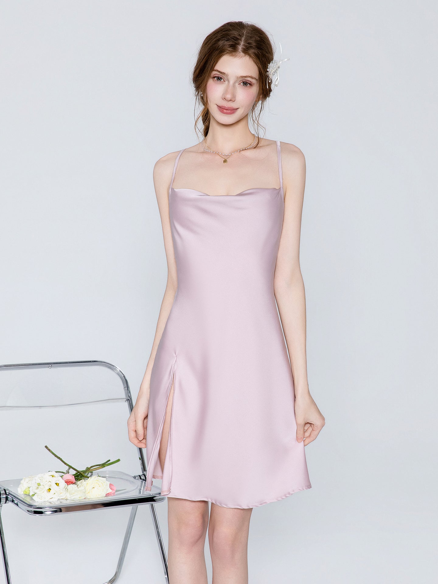 Satin cowl neck slip nightgown and robe image 11