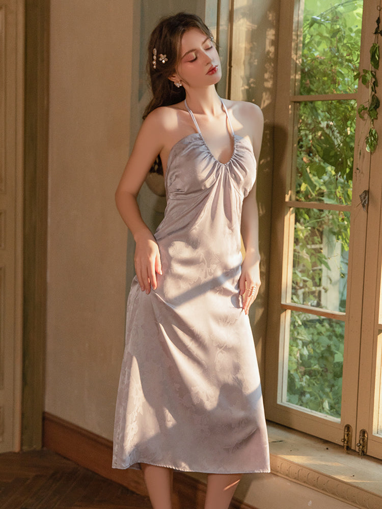 satin dress slip dress halter dress floral dress jacquard dress silk slip dress night gown white midi dress black slip dress