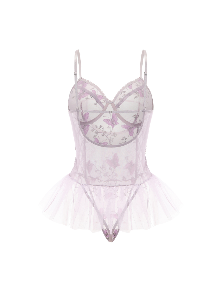 Butterfly Embroidered Mesh Tulle Dress