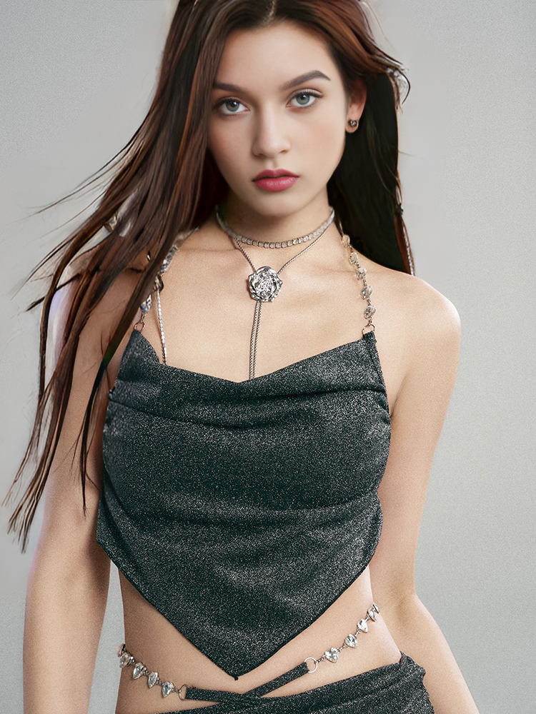 Metallic Chain Details Swimwear Set
