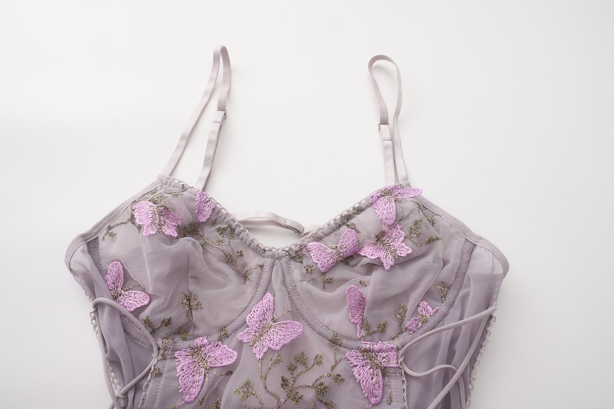 Butterfly Embroidered Mesh Tulle Dress