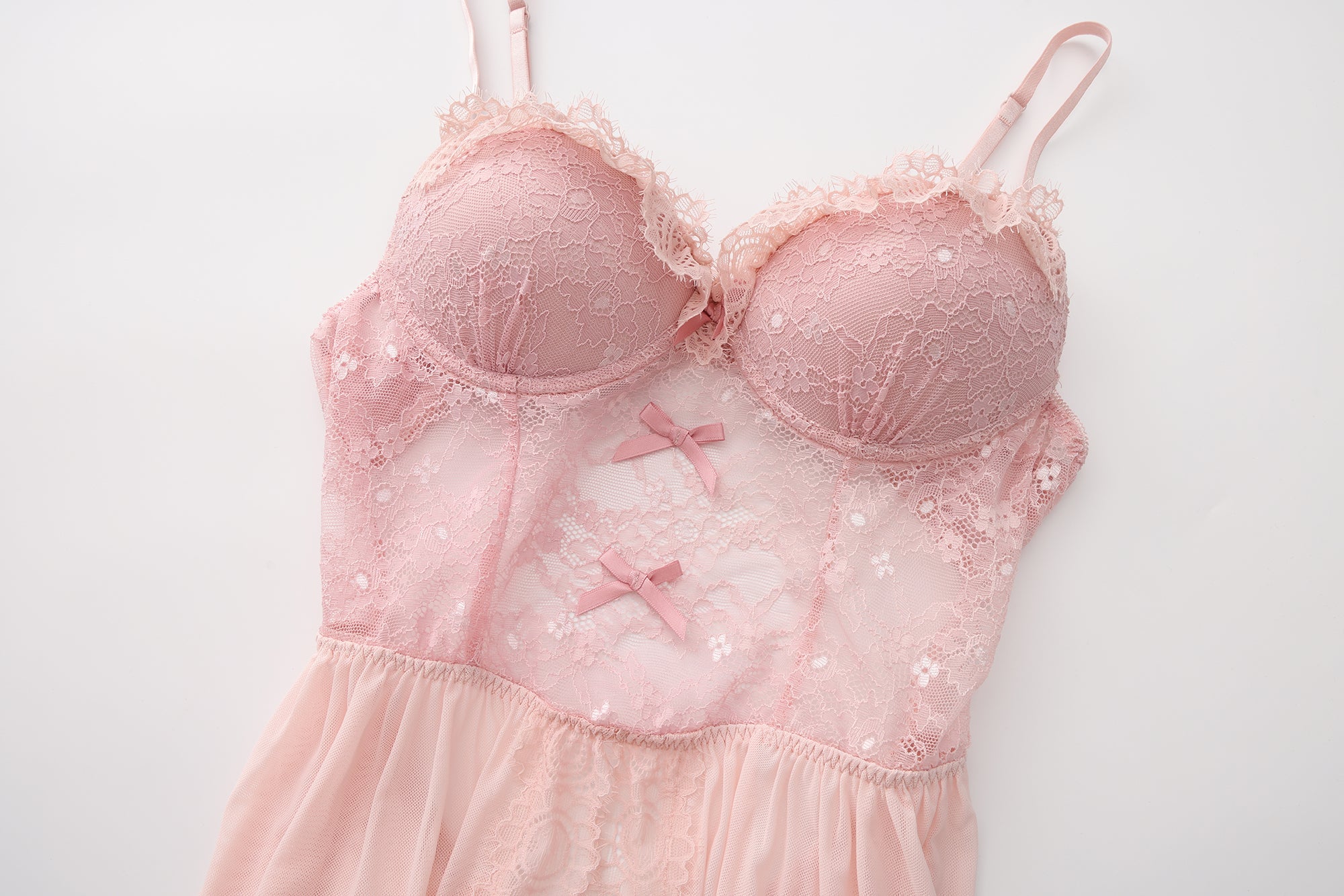 Lace Trim Mesh Babydoll Nightdress