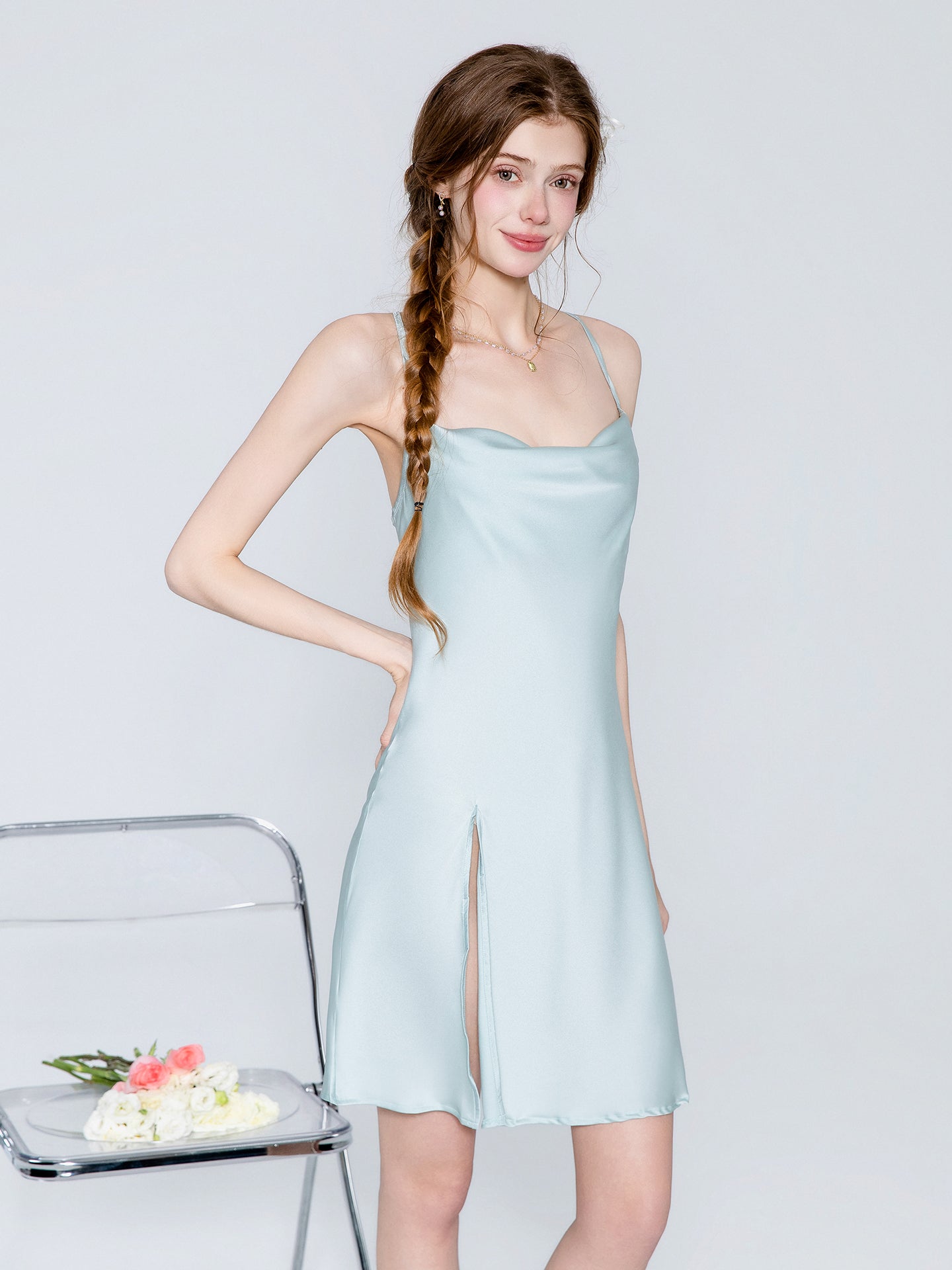Satin cowl neck slip nightgown and robe image 1