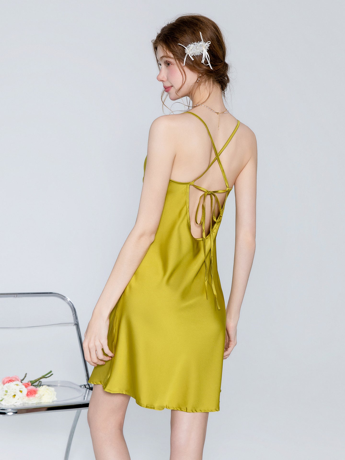 Satin cowl neck slip nightgown and robe image 7