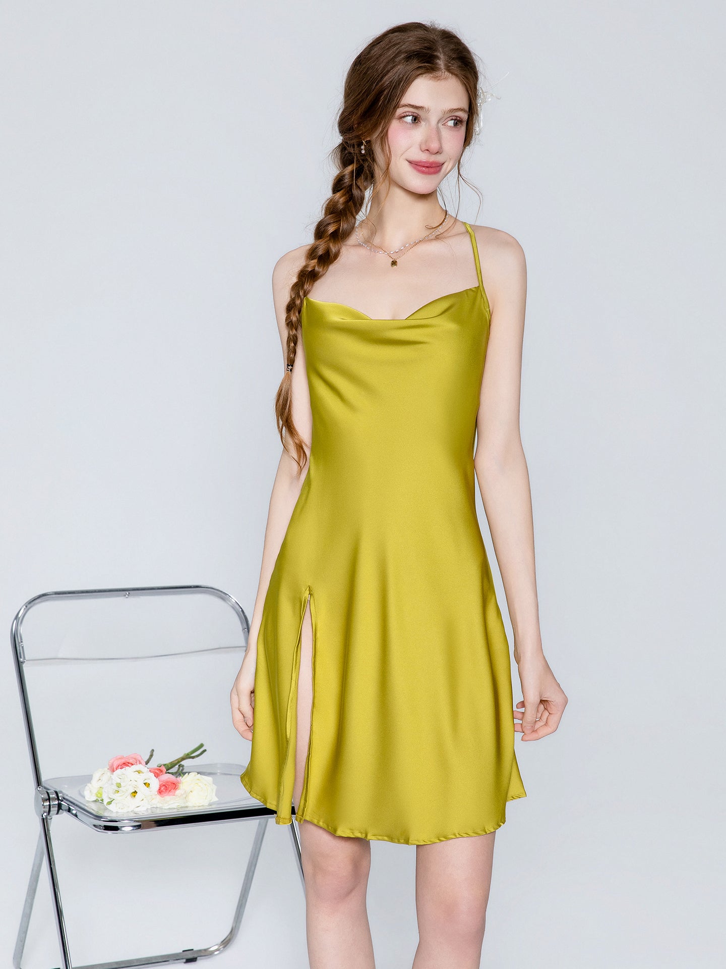 Satin cowl neck slip nightgown and robe image 8