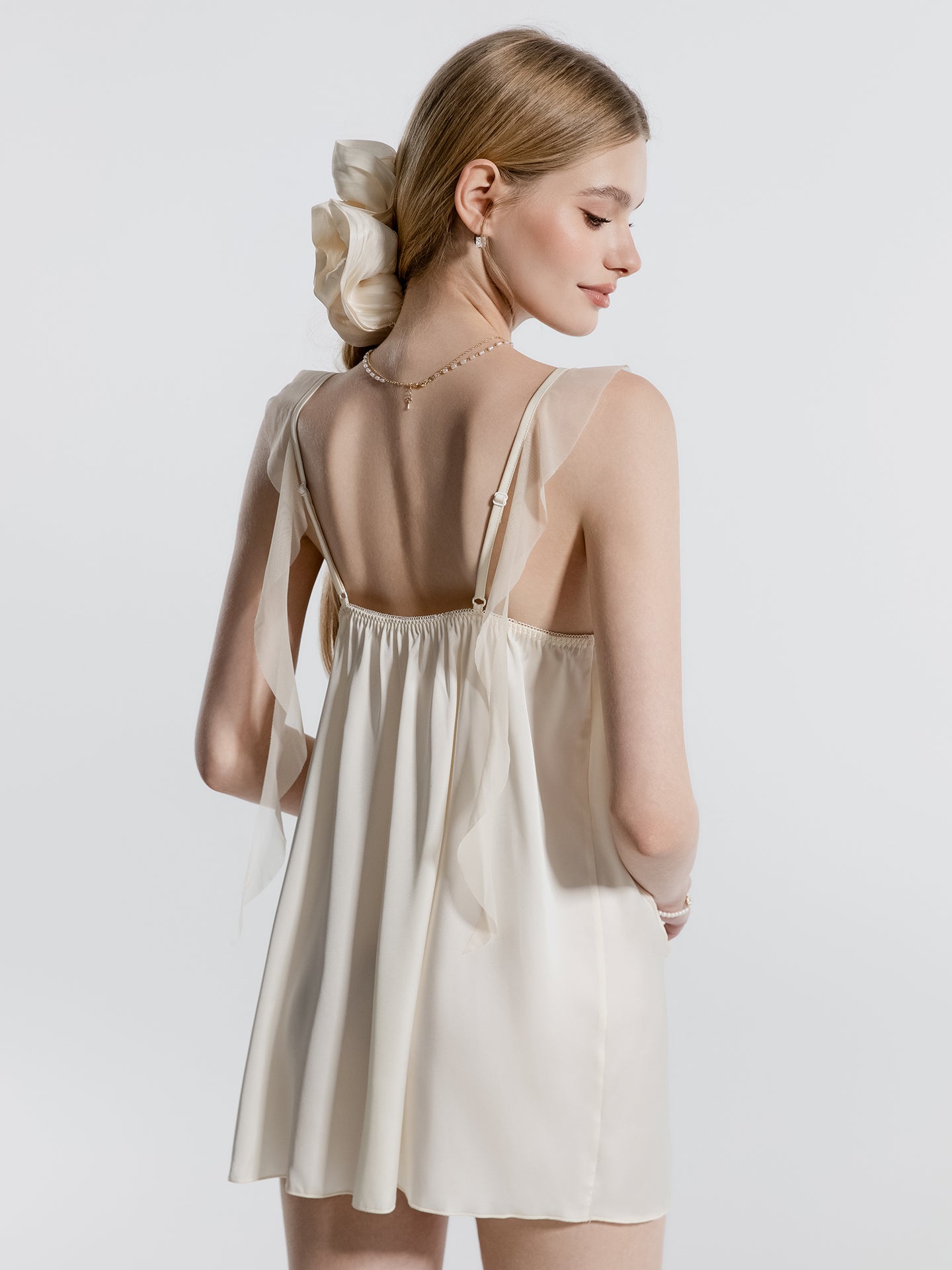Sheer shoulder mini sleep dress full view
