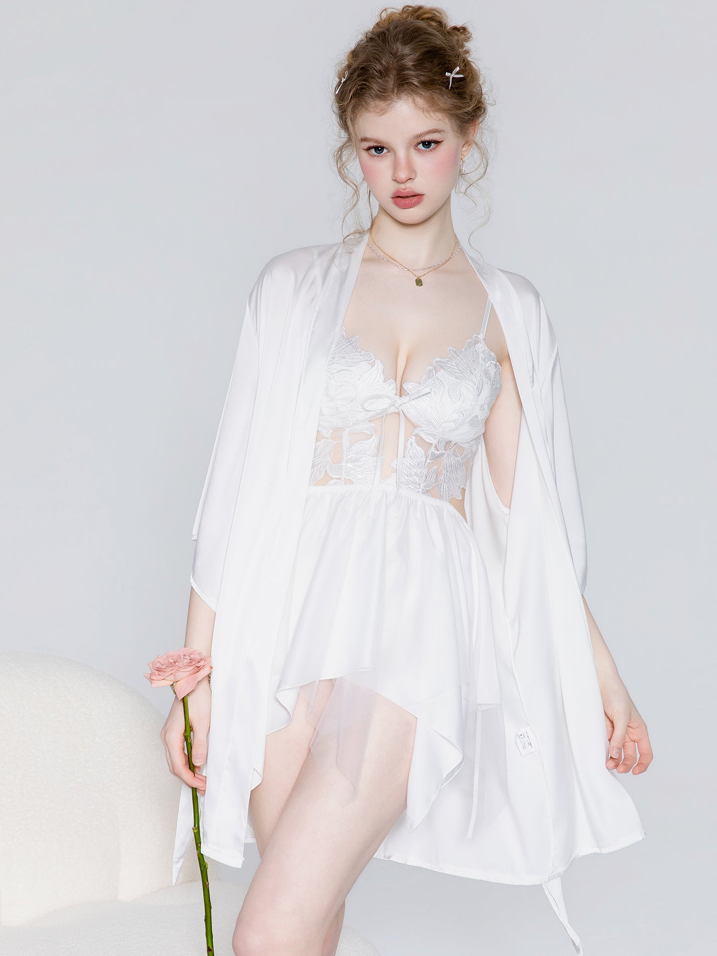 Front tie handkerchief hem chemise full view
