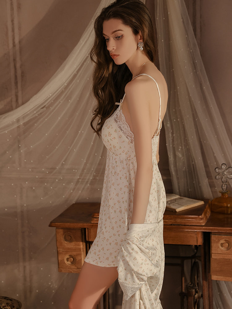 Delicate Floral Chemise Slip Dress