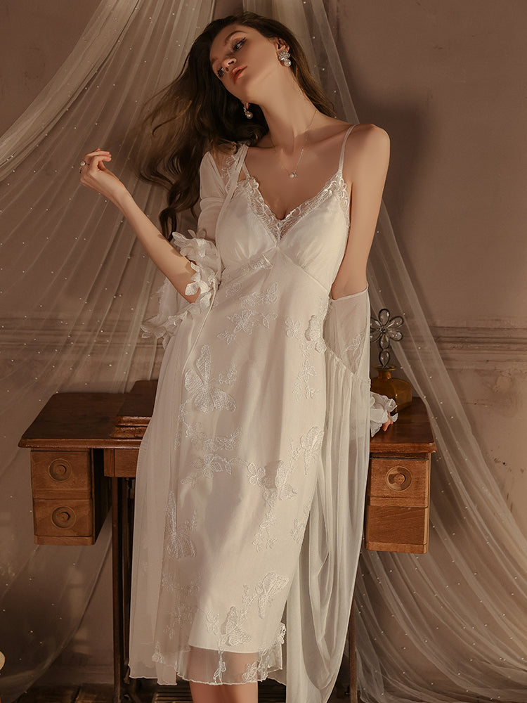 Satin Nightgown with Lace Details