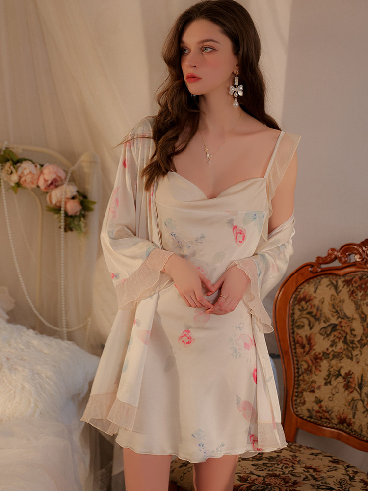 Robe nuisette en satin Whispering Blossom 