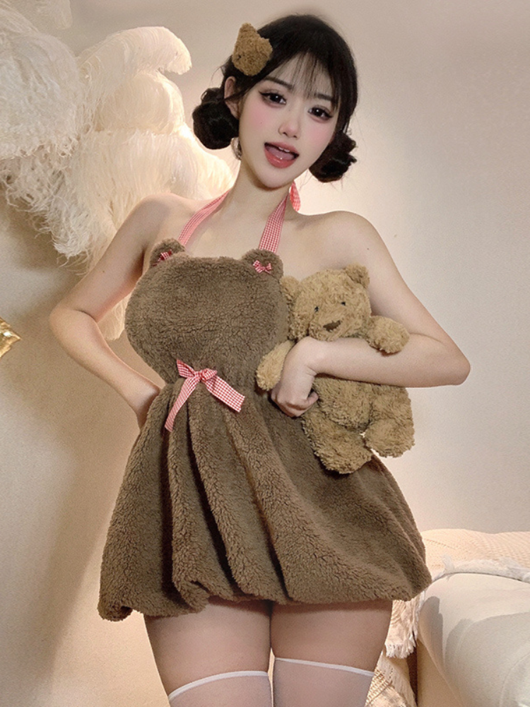 Cozy Teddy Bear Fleece Dress