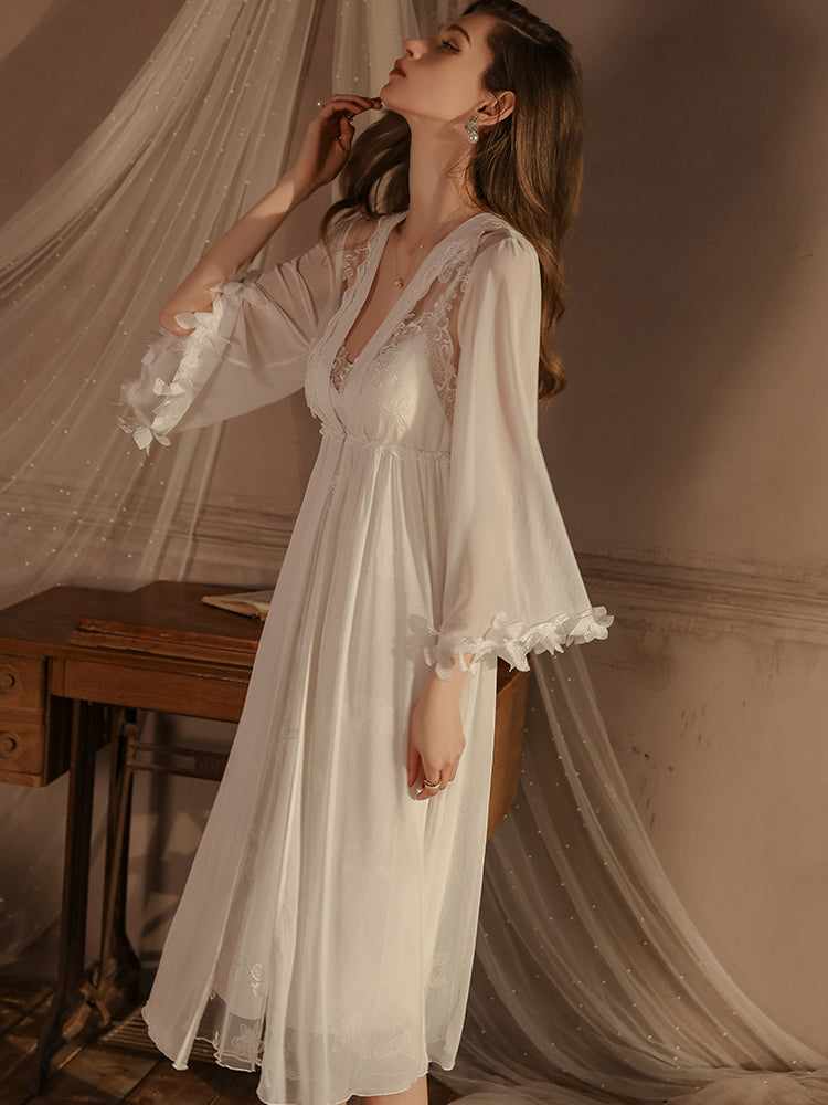 Satin Nightgown with Lace Details