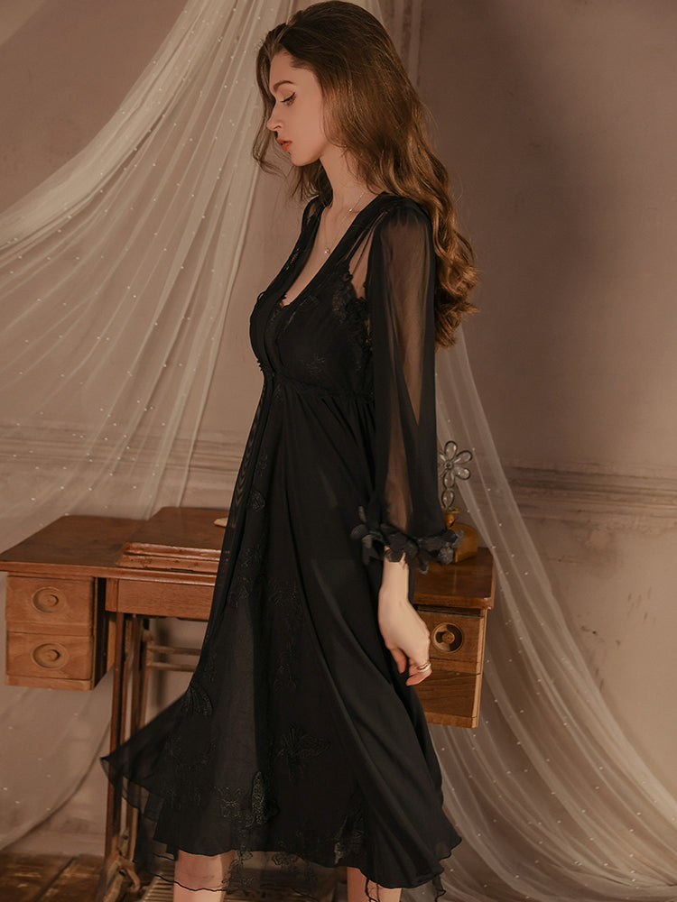 Satin Nightgown with Lace Details