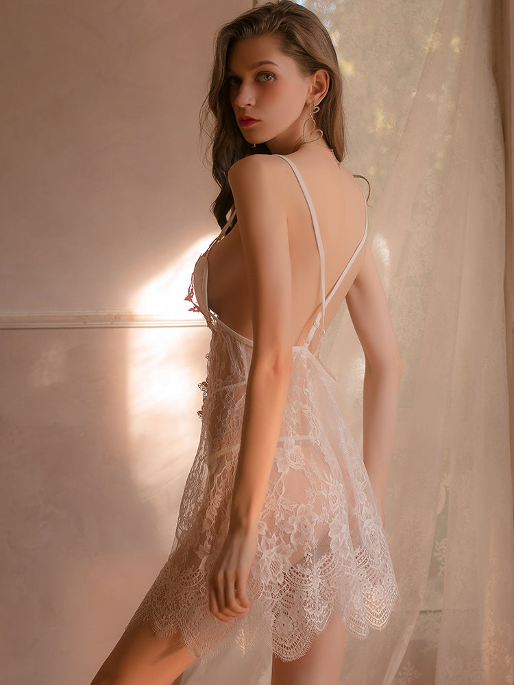 Delicate Embroidery Lace Slip Dress