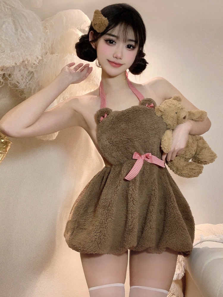 Cozy Teddy Bear Fleece Dress