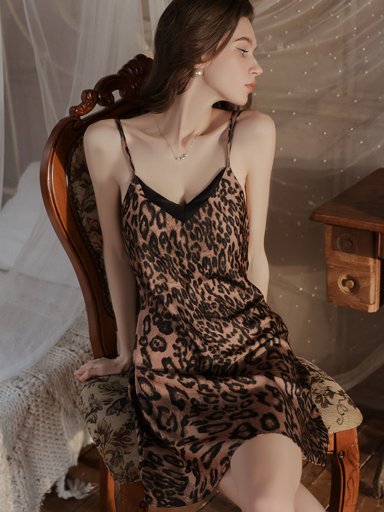 Wild Luxe Leopard Print Stain Slip Dress