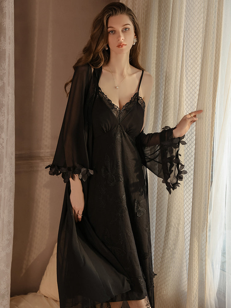 Satin Nightgown with Lace Details