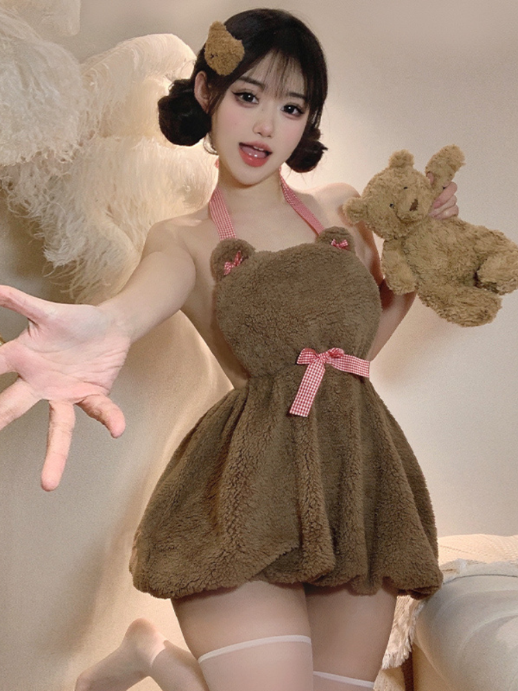 Cozy Teddy Bear Fleece Dress