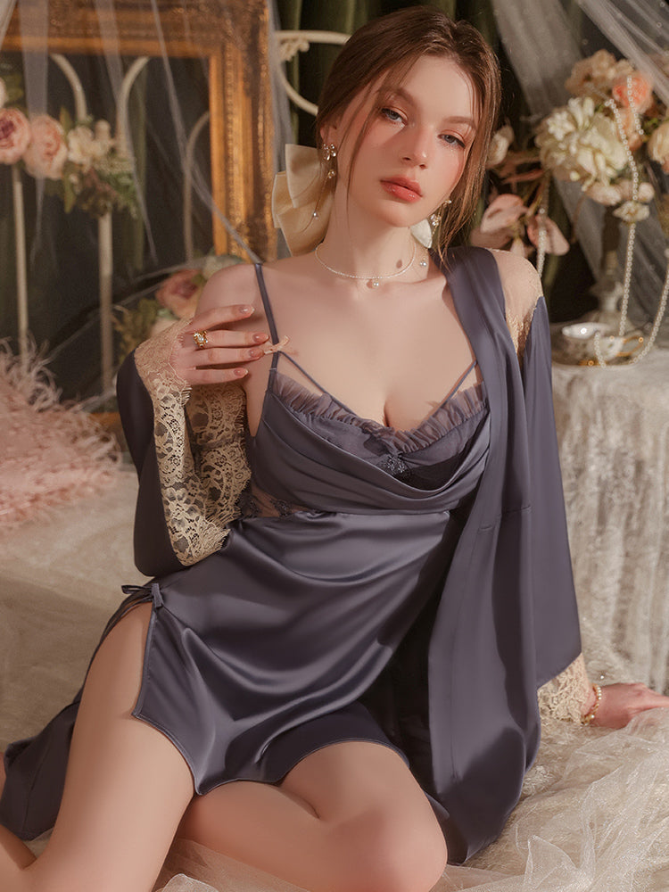 Robe nuisette en satin au charme éthéré