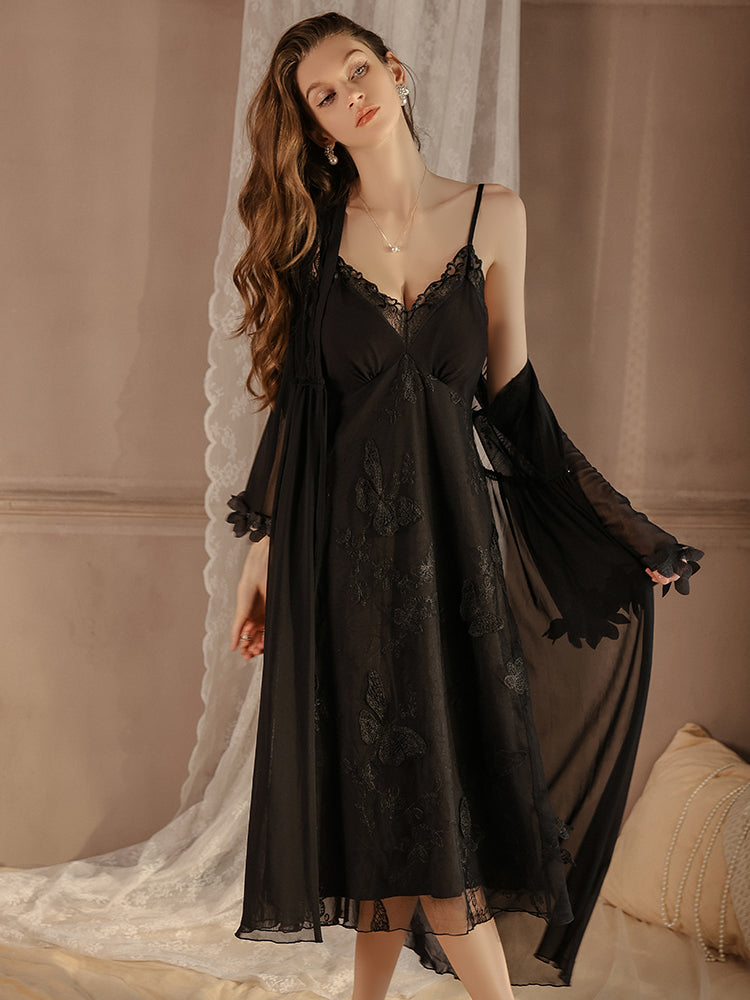 Satin Nightgown with Lace Details