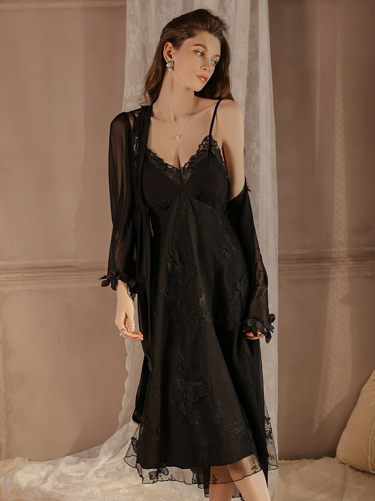 Satin Nightgown with Lace Details