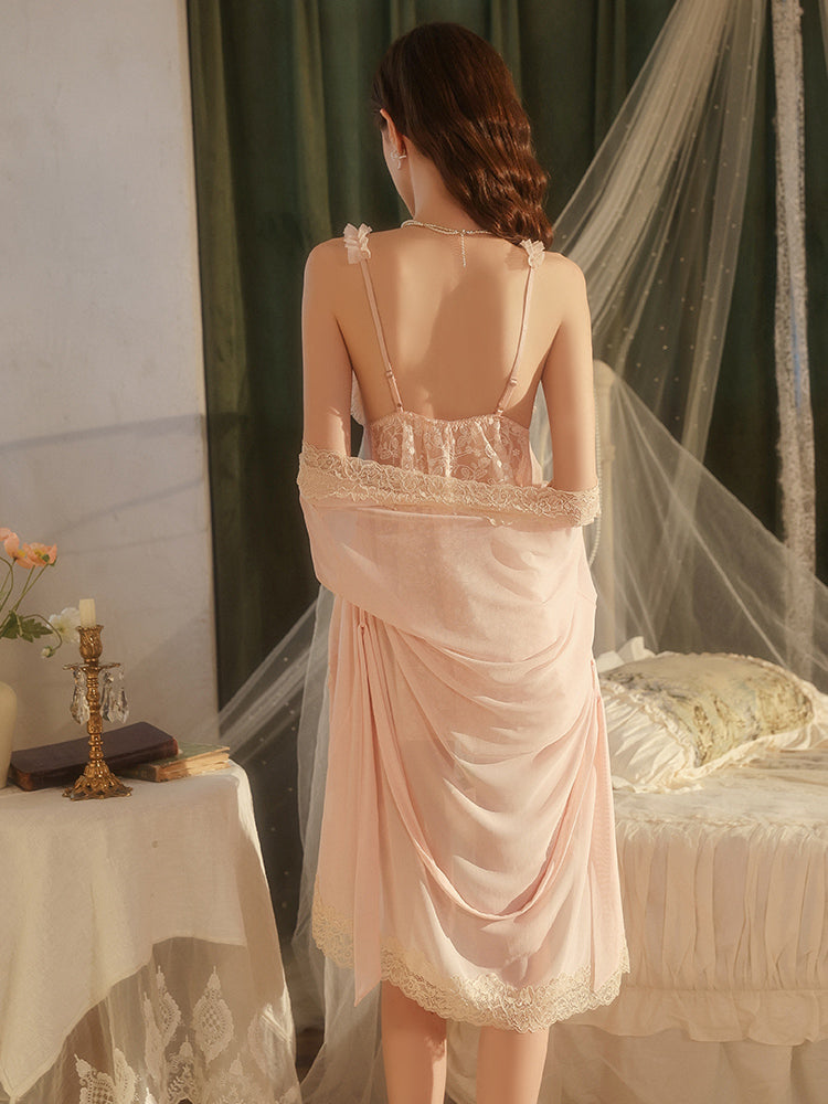 Pink Ruffle Lace 3D Floral Babydoll Mini Dress