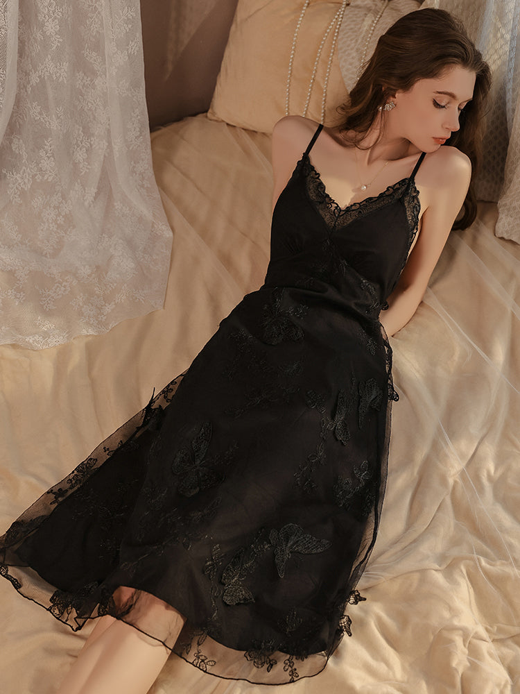 Satin Nightgown with Lace Details