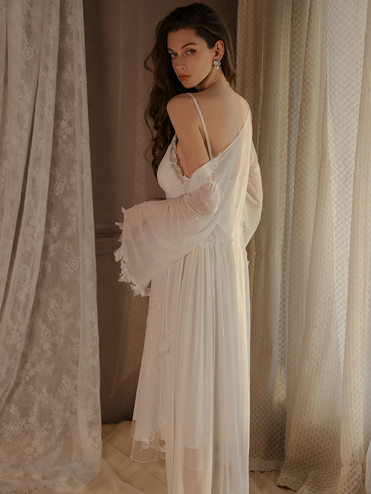 Satin Nightgown with Lace Details