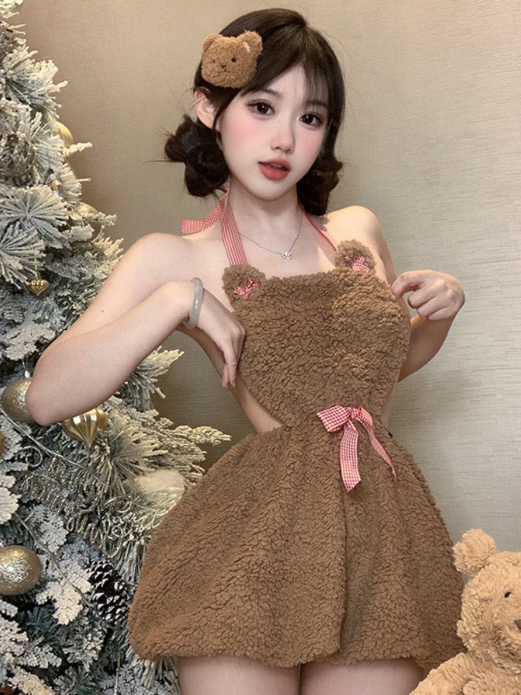 Cozy Teddy Bear Fleece Dress