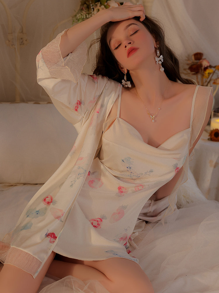 Robe nuisette en satin Whispering Blossom 