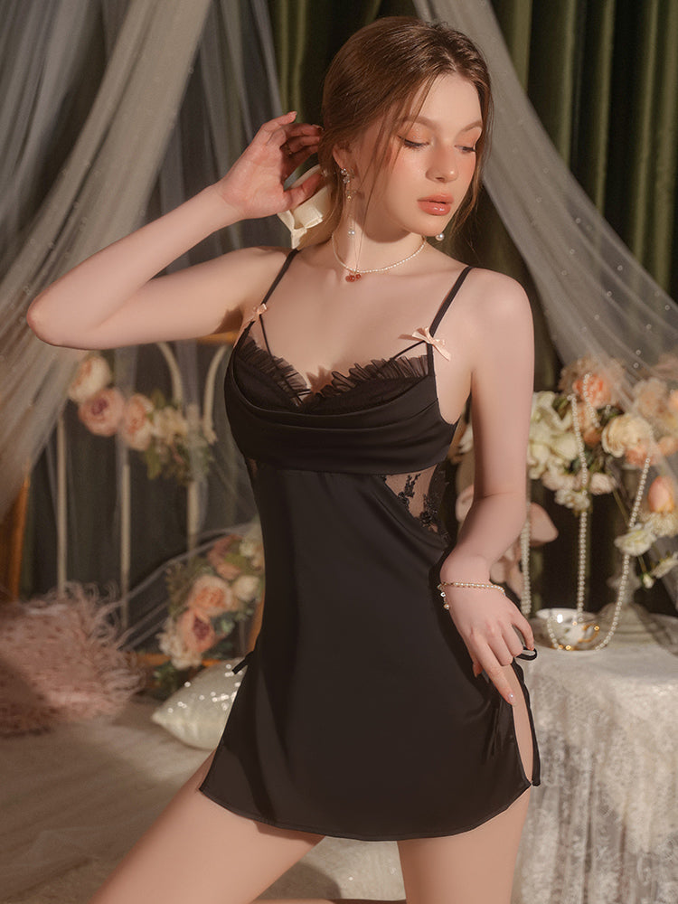 Robe nuisette en satin au charme éthéré