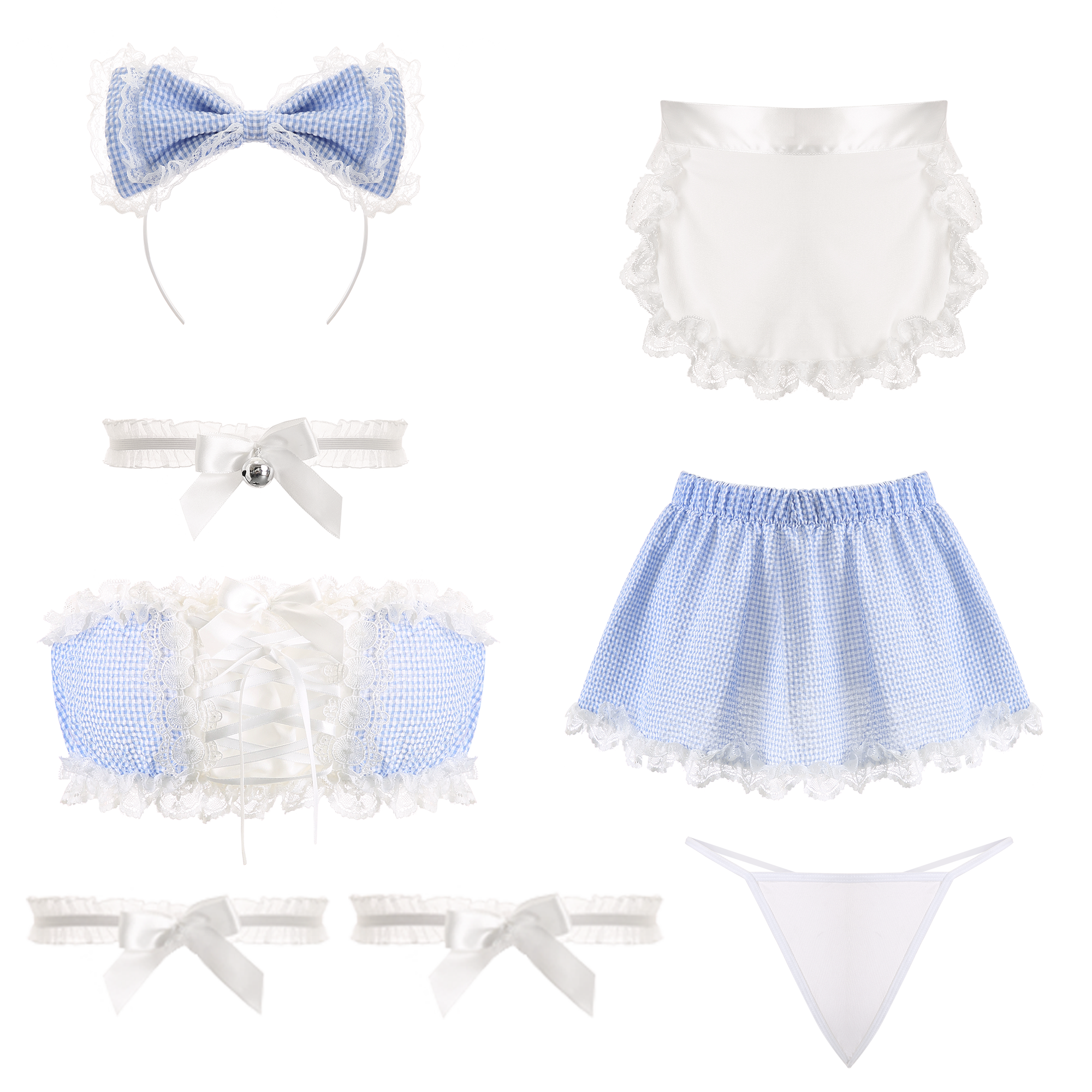 Gingham Lace Maid Lingerie Set