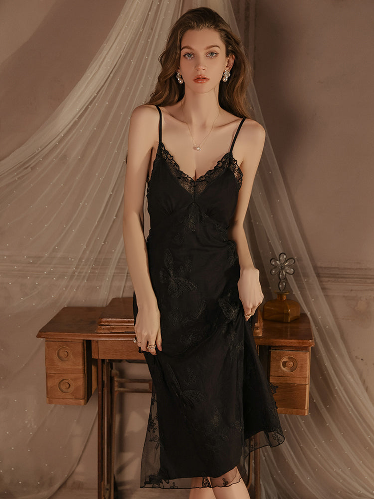 Satin Nightgown with Lace Details