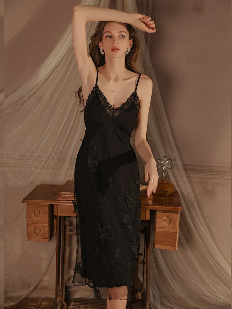 Satin Nightgown with Lace Details