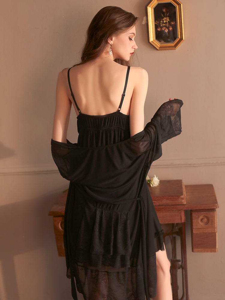 Romantic Lace-Trimmed Slip Dress