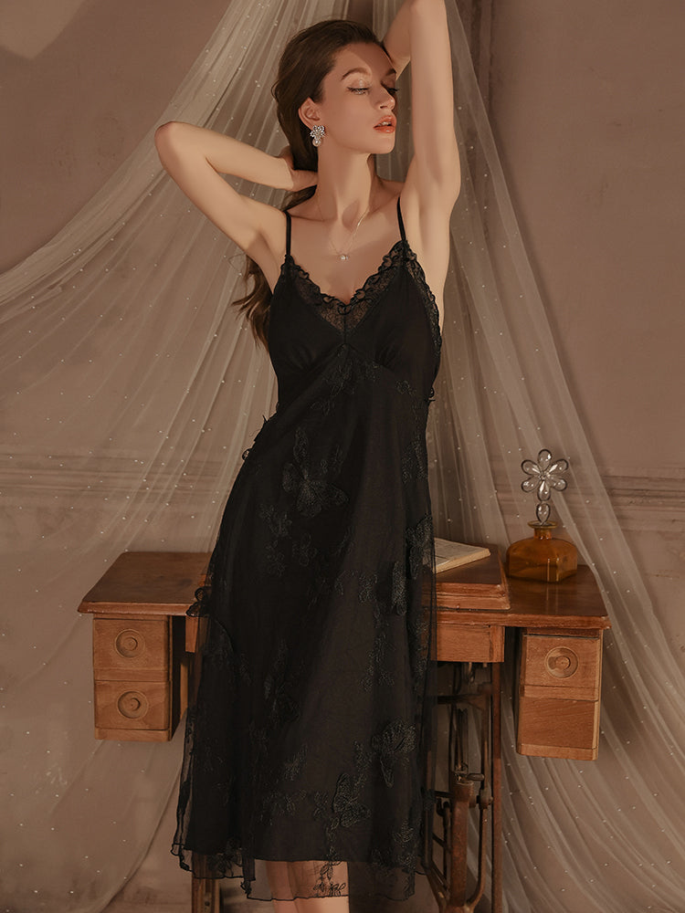 Satin Nightgown with Lace Details