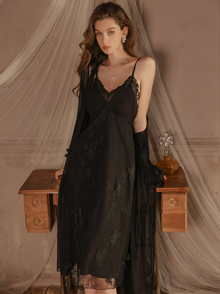 Satin Nightgown with Lace Details