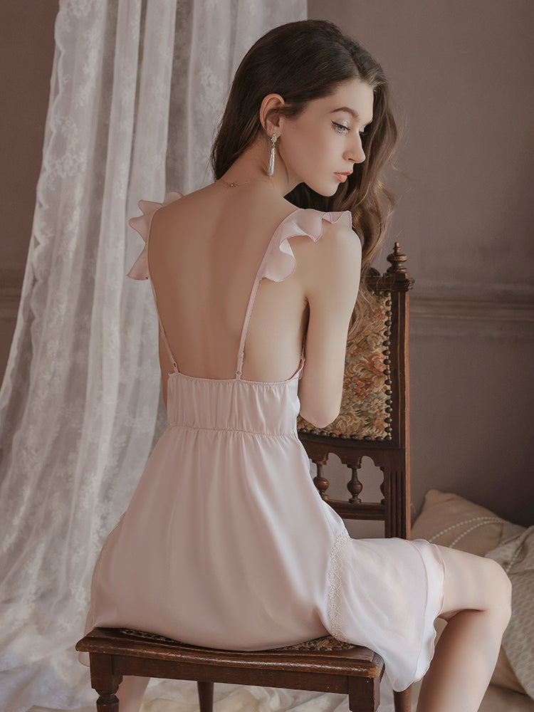 Ruffle Lace Trim Slip Dress