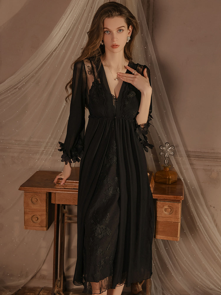 Satin Nightgown with Lace Details