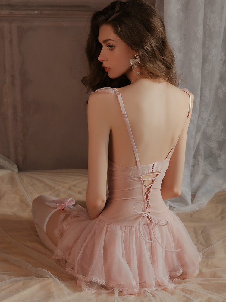 Ensemble robe corset en dentelle enchantée