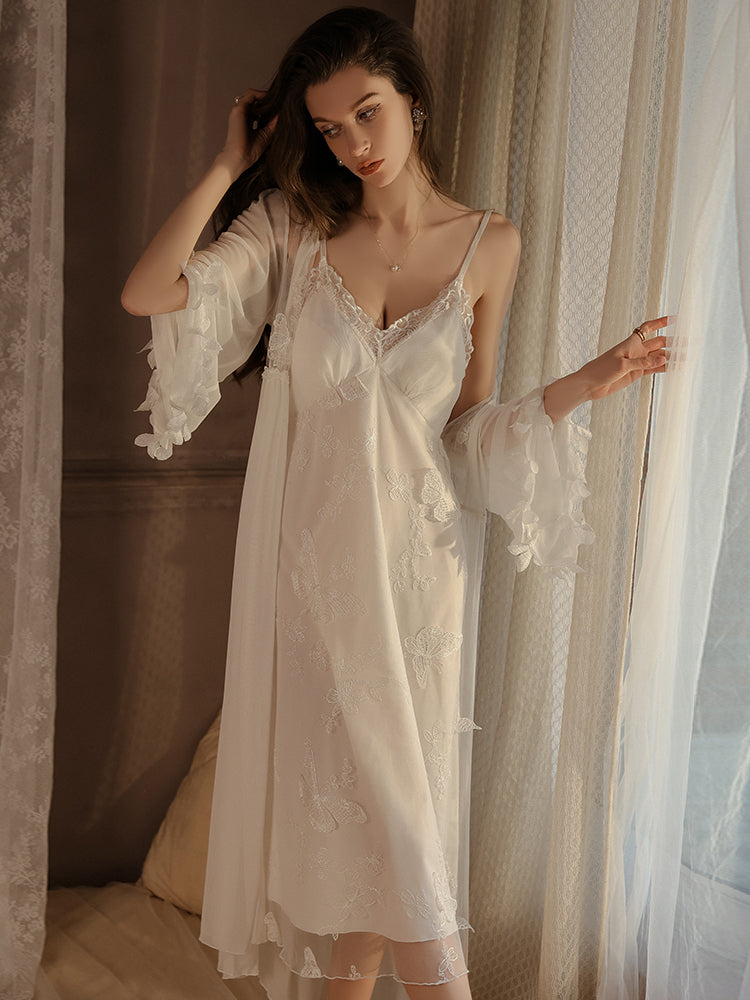 Satin Nightgown with Lace Details