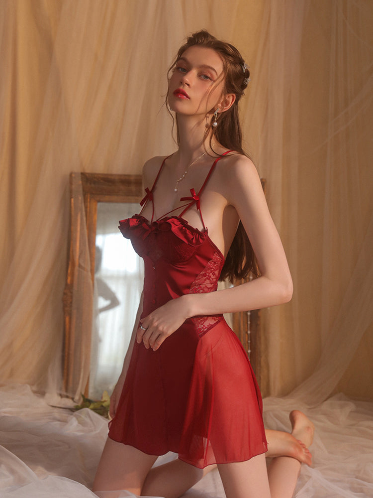 Robe nuisette en satin de soirée enchantée 