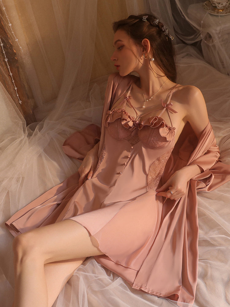 Robe nuisette en satin de soirée enchantée 