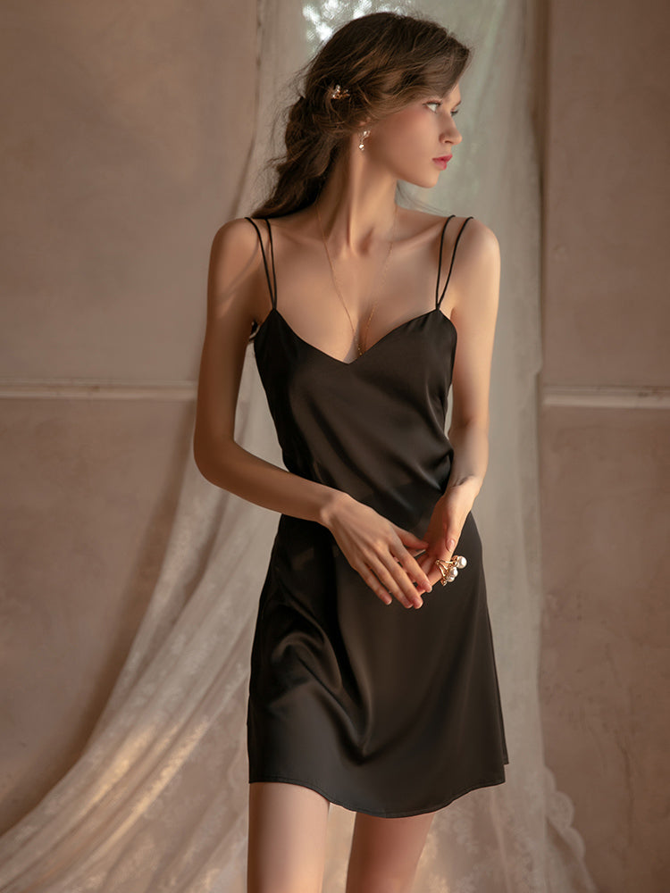 Sleek Elegance Open Back Slip Dress