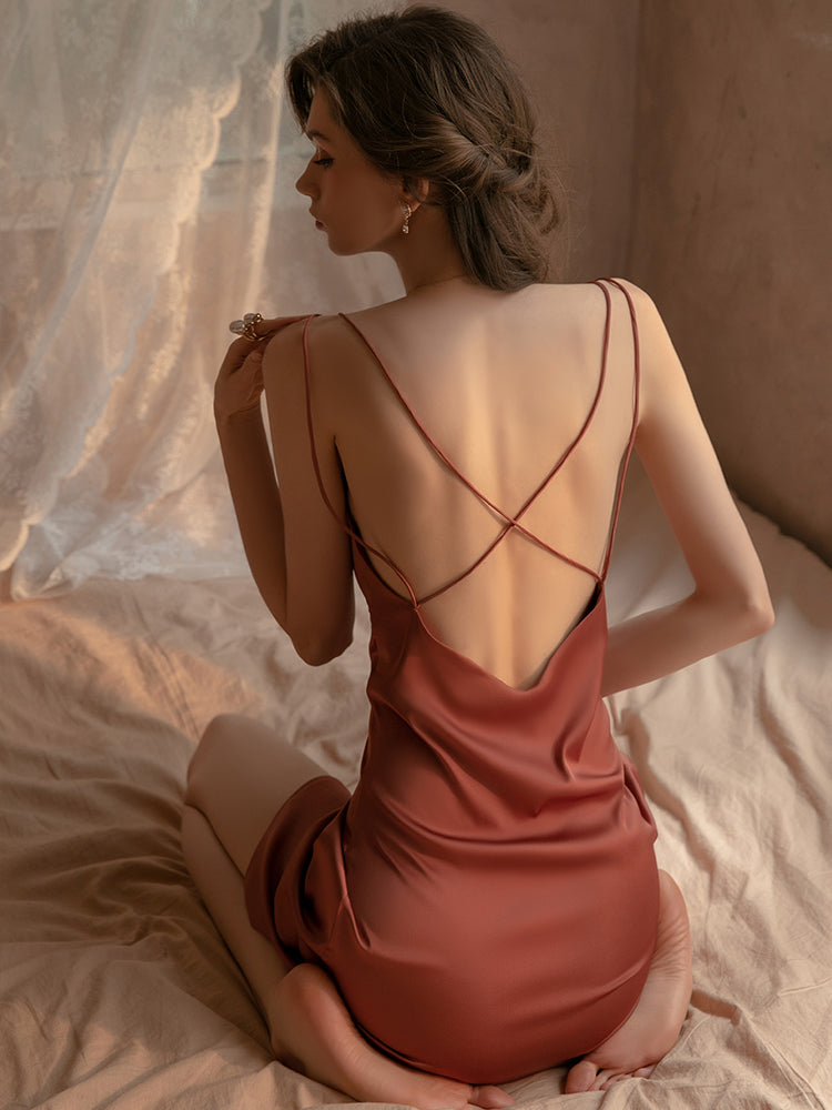 Sleek Elegance Open Back Slip Dress