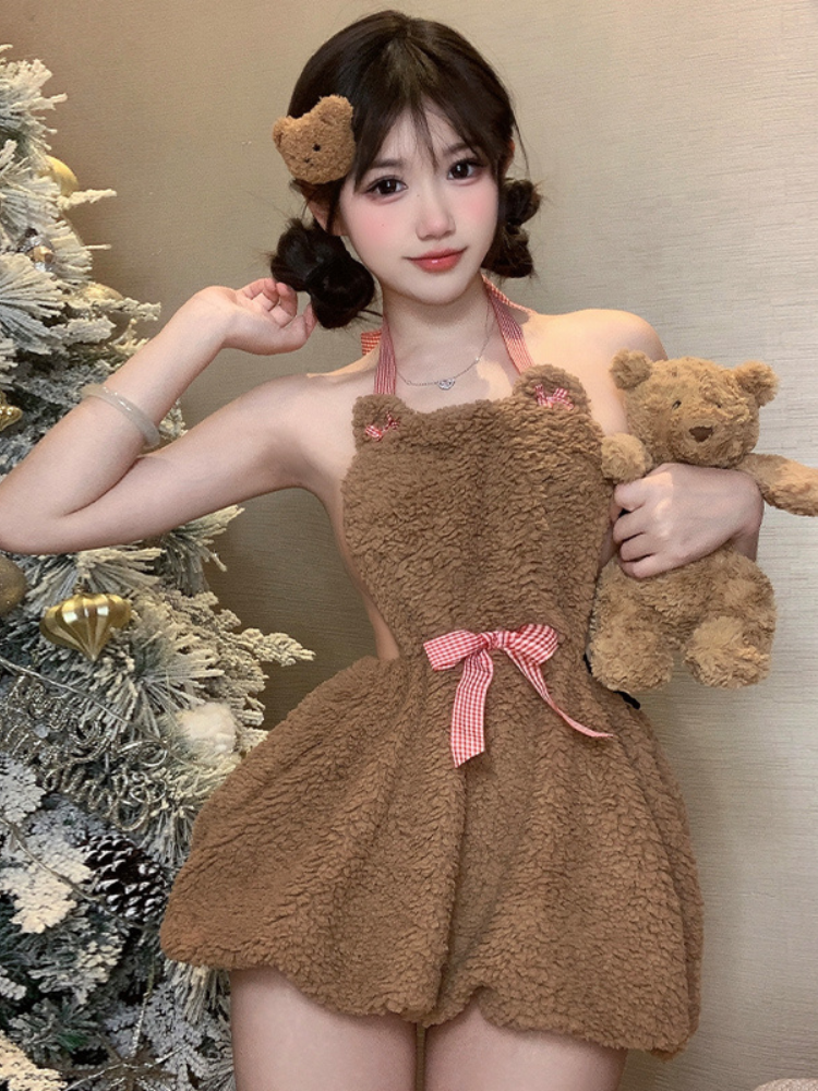 Cozy Teddy Bear Fleece Dress