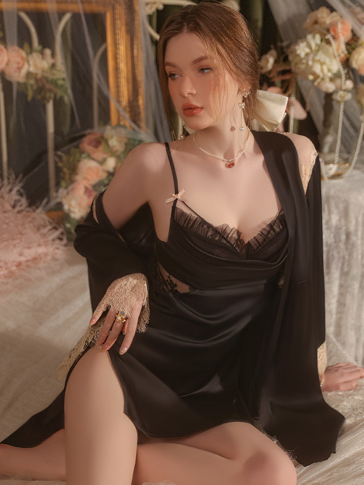 Robe nuisette en satin au charme éthéré