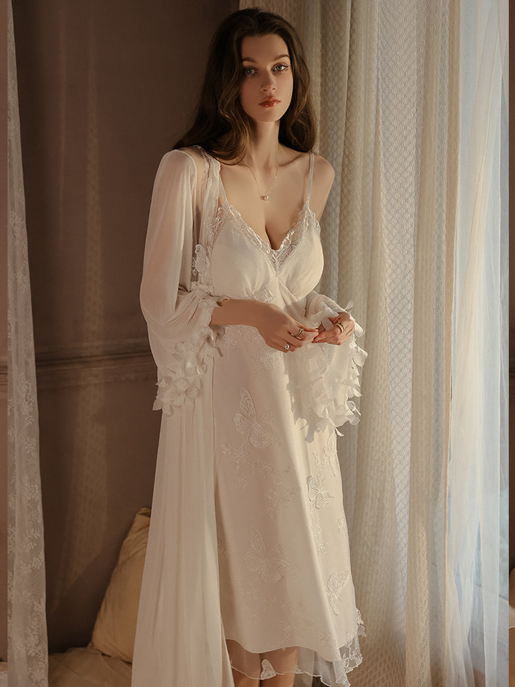 Satin Nightgown with Lace Details