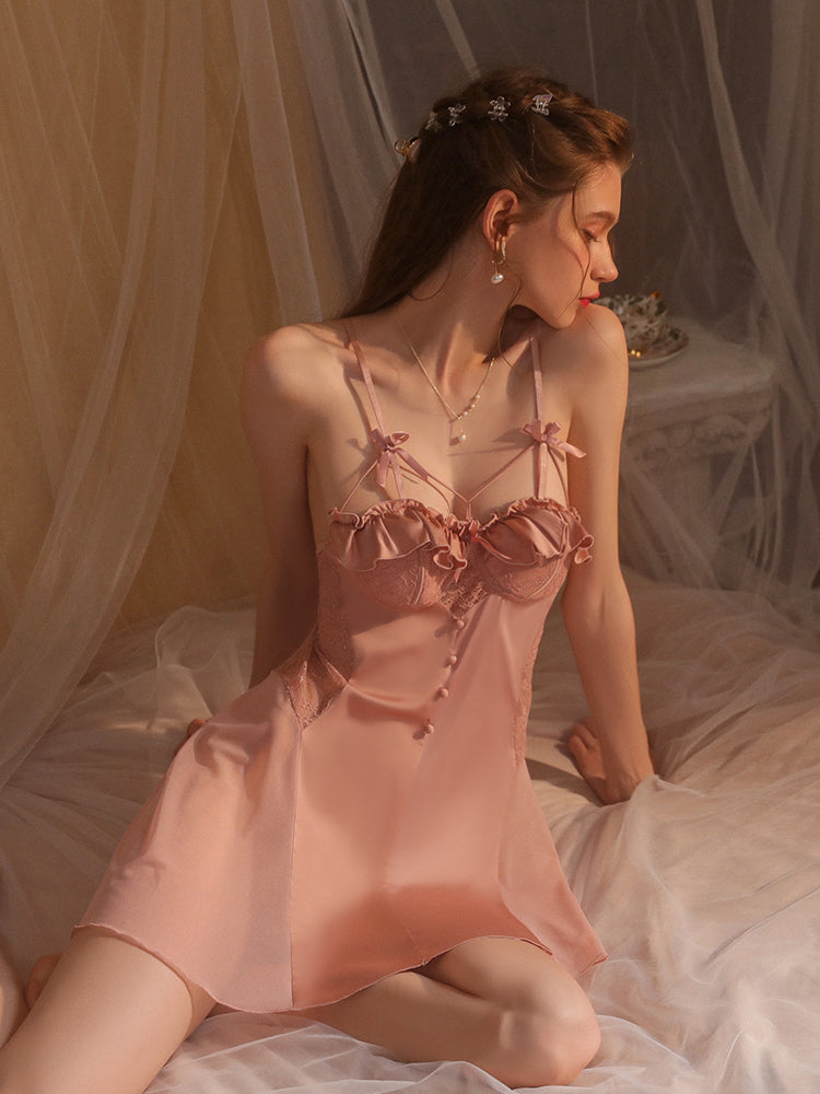 Robe nuisette en satin de soirée enchantée 