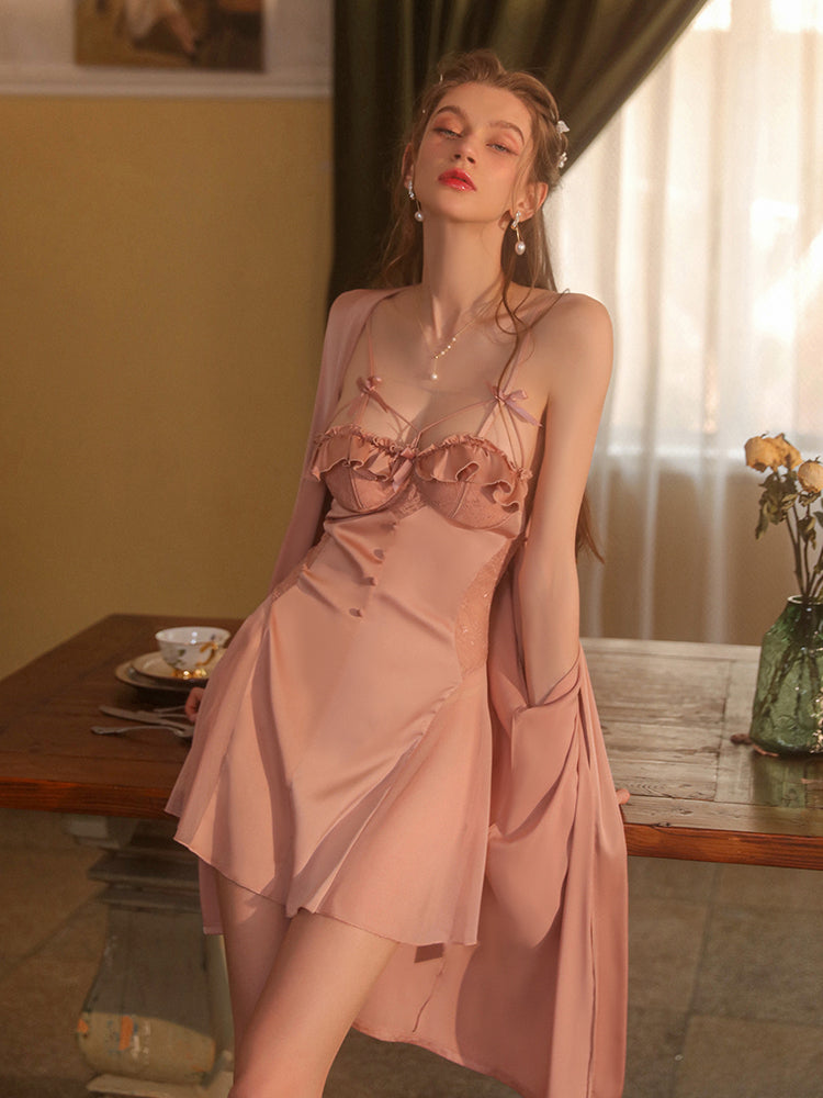 Robe nuisette en satin de soirée enchantée 